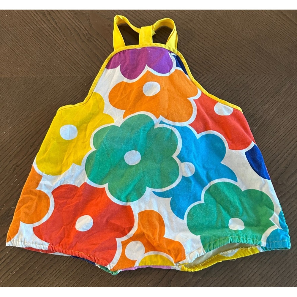 Vintage Floral Mid Mod Daisy Retro‎ Bright Bubble Romper 12 Months
